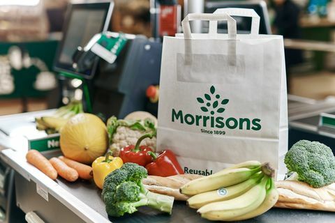 herbruikbare papieren zak - Morrisons introduceert ons stijl papieren draagtassen in een poging om het gebruik van plastic te verminderen