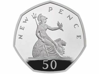 50p nieuwe pence Britannia-ontwerpfoto