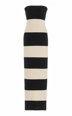 Exclusieve Theo gestreepte jersey strapless maxi-jurk