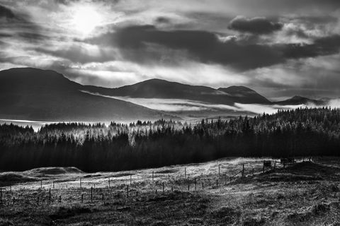 Schots landschap - zwart en wit