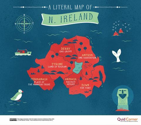 Letterlijke naamkaart van Groot-Brittannië - Noord-Ierland - Quick Quid