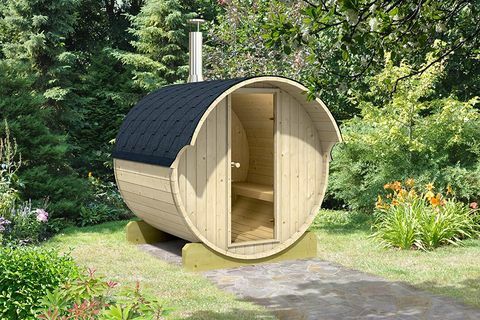 achtertuin houten sauna