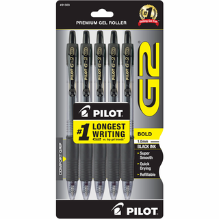 Pilot G2 Intrekbare Gel Inkt Pennen, 5 Count