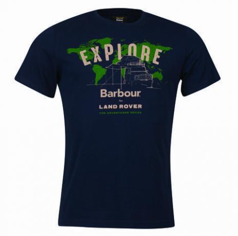 Barbour Land Rover Defender Explore T-shirt met grafische print, marine, £ 34,95