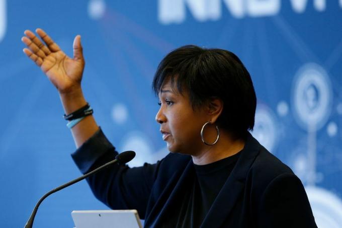 santa clara, ca 23 mei keynote spreker dr. mae jemison spreekt de deelnemers toe tijdens de after innovatietop in levis stadium op 23 mei 2018 in santa clara, californië foto door lachlan cunninghamgetty-afbeeldingen