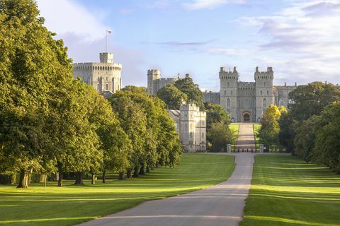 de lange wandeling met Windsor Castle op de achtergrond, Windsor, Berkshire, Engeland, Verenigd Koninkrijk, Europa