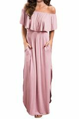 Off shoulder maxi-jurk