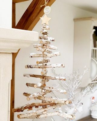 Echt berkenhouten ladder kerstboom