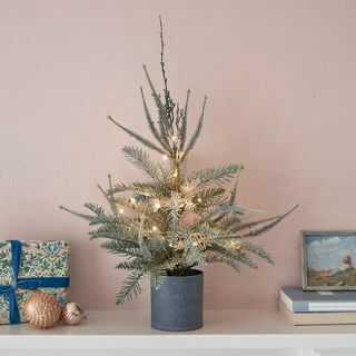 60 cm mini-kerstboom in pot met microlichtbundel