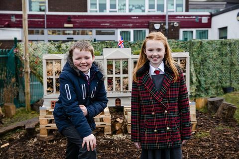 Kinderen creëren een insectenhotel