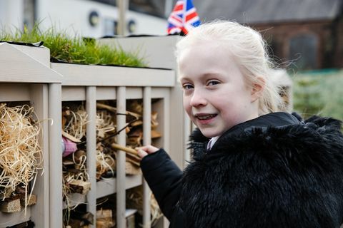 Kinderen creëren een insectenhotel