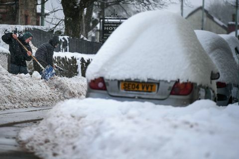 de sneeuw in Schotland januari