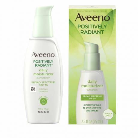 Aveeno Positief stralende dagelijkse gezichtsbevochtiger met totaal sojacomplex en breed spectrum SPF 30 zonnebrandcrème, olievrij en niet-comedogeen, 2,5 fl. oz. ons [1]