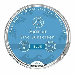 Suntribe Mineral Sports & Face Sunscreen - SPF 30 - All Natural - 100% zink - Reef Safe - 4 ingrediënten - Waterbestendig (45 g) (Blauw)