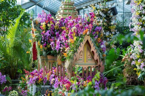 Kew Gardens 2018 Orchid Festival: Het drijvende Bang Pa-In paleis bestaat uit meer dan 600 orchideeën