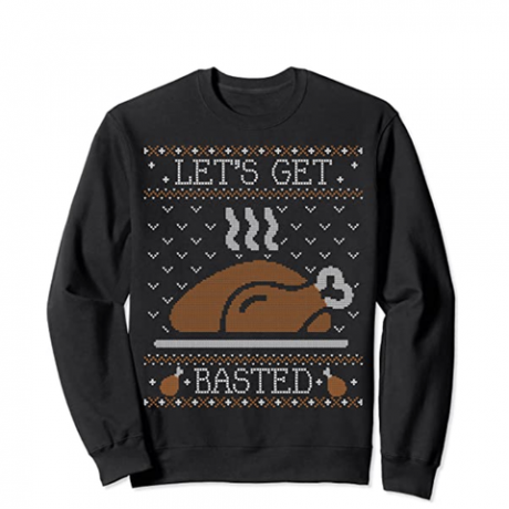 Thanksgiving-sweatshirt met de tekst laten we ingesnoerd worden