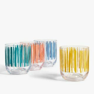 John Lewis & Partners gestreepte plastic bekers, set van 4