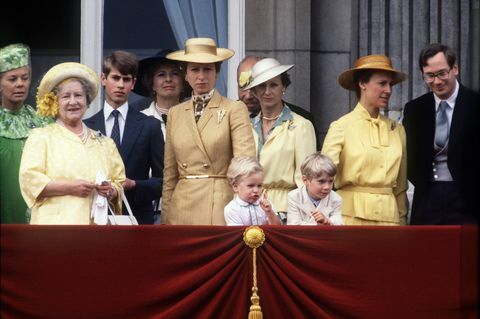 Prinses Anne op het balkon van Buckingham Palace, 1980