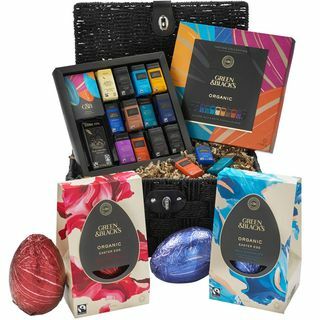 Biologische Pasen chocolade geschenkmand