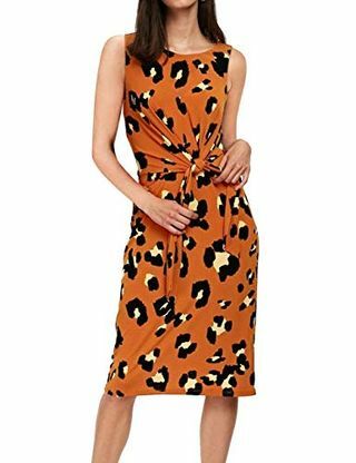 Mouwloze midi-jurk met luipaardprint