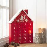 Rode houten huis adventskalender