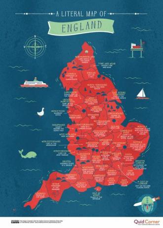 Letterlijke naamkaart van Groot-Brittannië - Engeland - Quick Quid