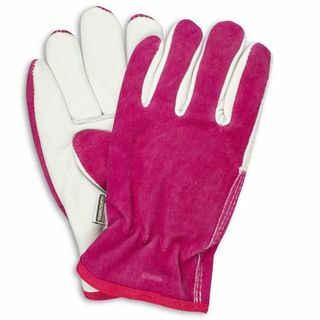 Roze leren handschoenen met fleecevoering
