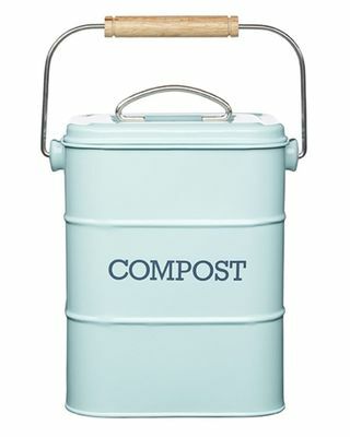 Vintage blauwe compostbak