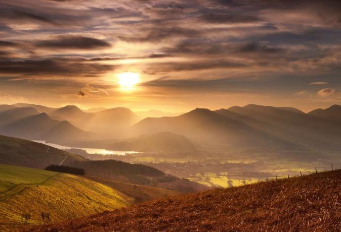 Bergachtige landvormen, Hemel, Wolk, Hoogland, Heuvel, Landschap, Bergketen, Zonsopgang, Helling, Zonlicht, 