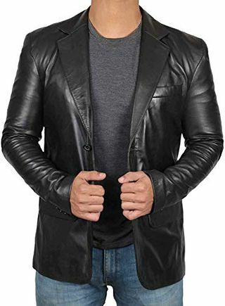 Zwarte leren blazer