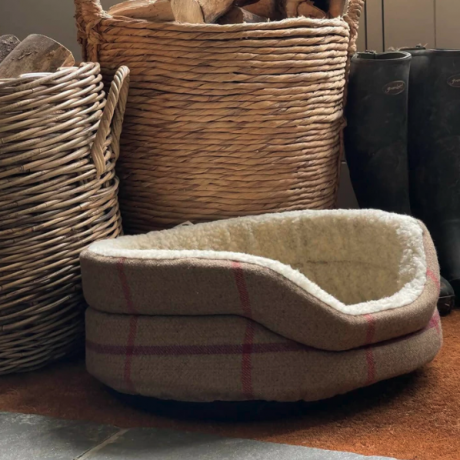 Handgemaakt Tweed Snuggle hondenbed - Fleece gevoerd en volledig wasbaar
