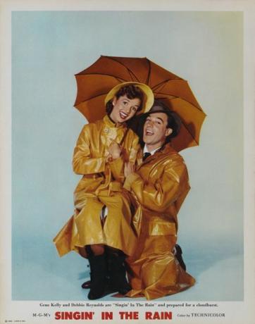 Debbie Reynolds en Gene Kelly in promotiekunst voor Singin 'in the Rain.