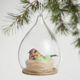 Vogelnest in glazen glazen kapornament