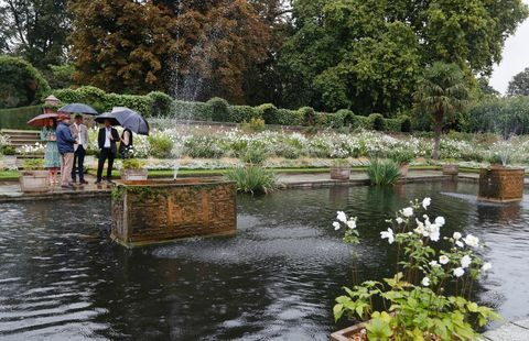 William, Harry en Kate in de herdenkingstuin van prinses Diana