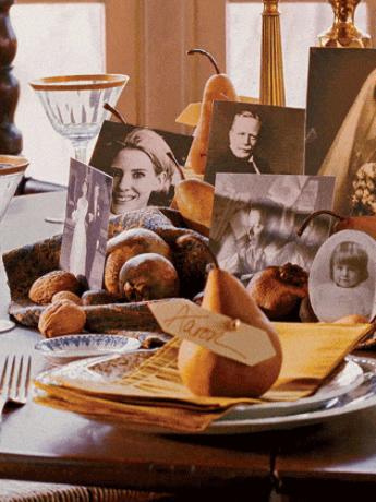 Thanksgiving-tafel familiefoto's